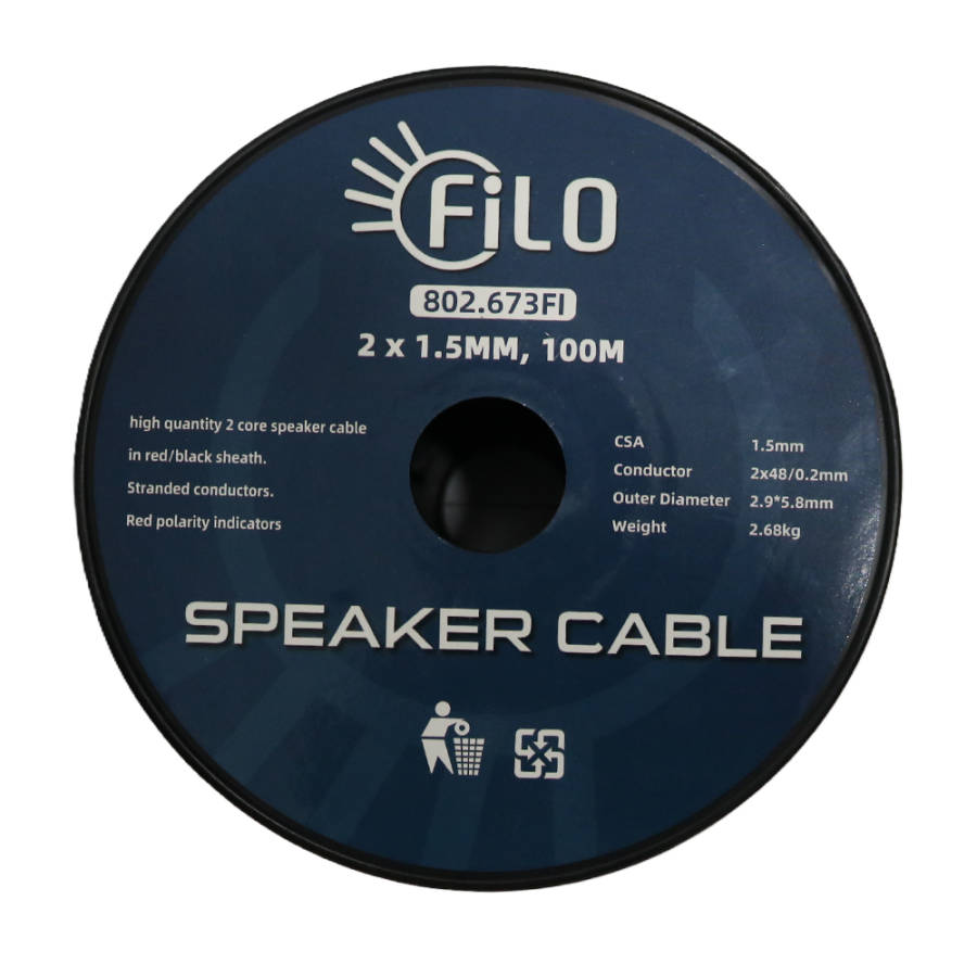 FILO TF1.5RB SPEAKER CABLE 1.5MM RED/BLACK 100M