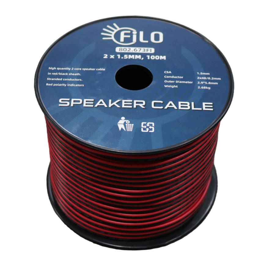 FILO TF1.5RB SPEAKER CABLE 1.5MM RED/BLACK 100M