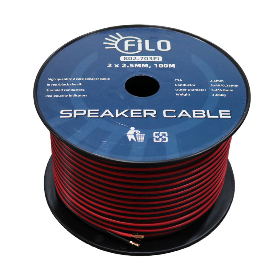 FILO TF2.5RB SPEAKER CABLE 2.5MM RED/BLACK 100M