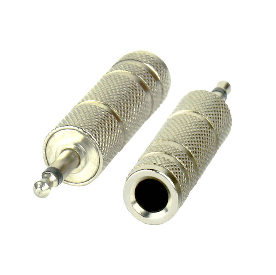 Tecnix 1/4" Jack to Mini Jack Stereo - Stereo Silver Chassis Adaptor