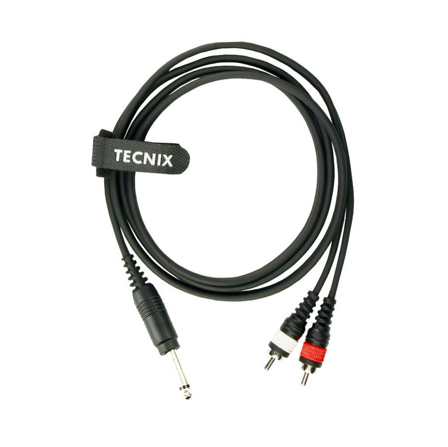 Tecnix 1/4" Mono Jack Male to Dual RCA Male cable -1.5m Meter