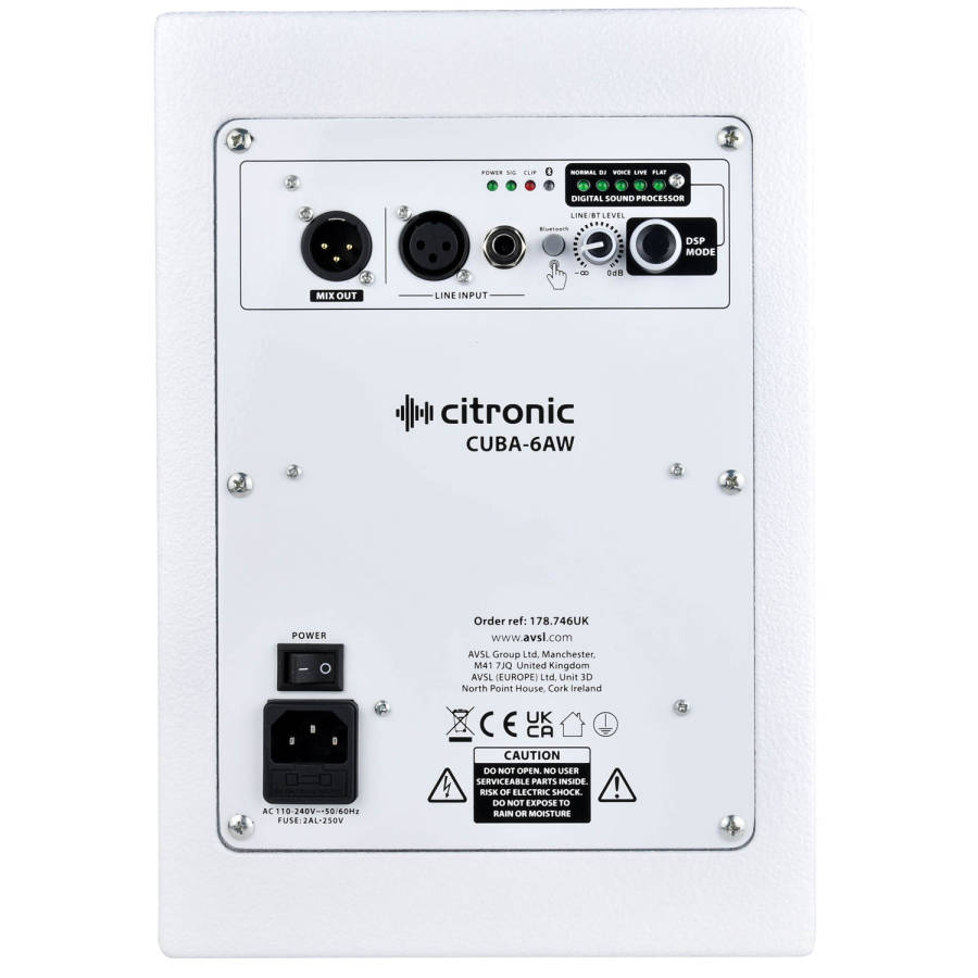 CITRONIC CUBA-6AW ACTIVE WALL MOUNT SPEAKER 6INCH WHITE 100W 8OHM