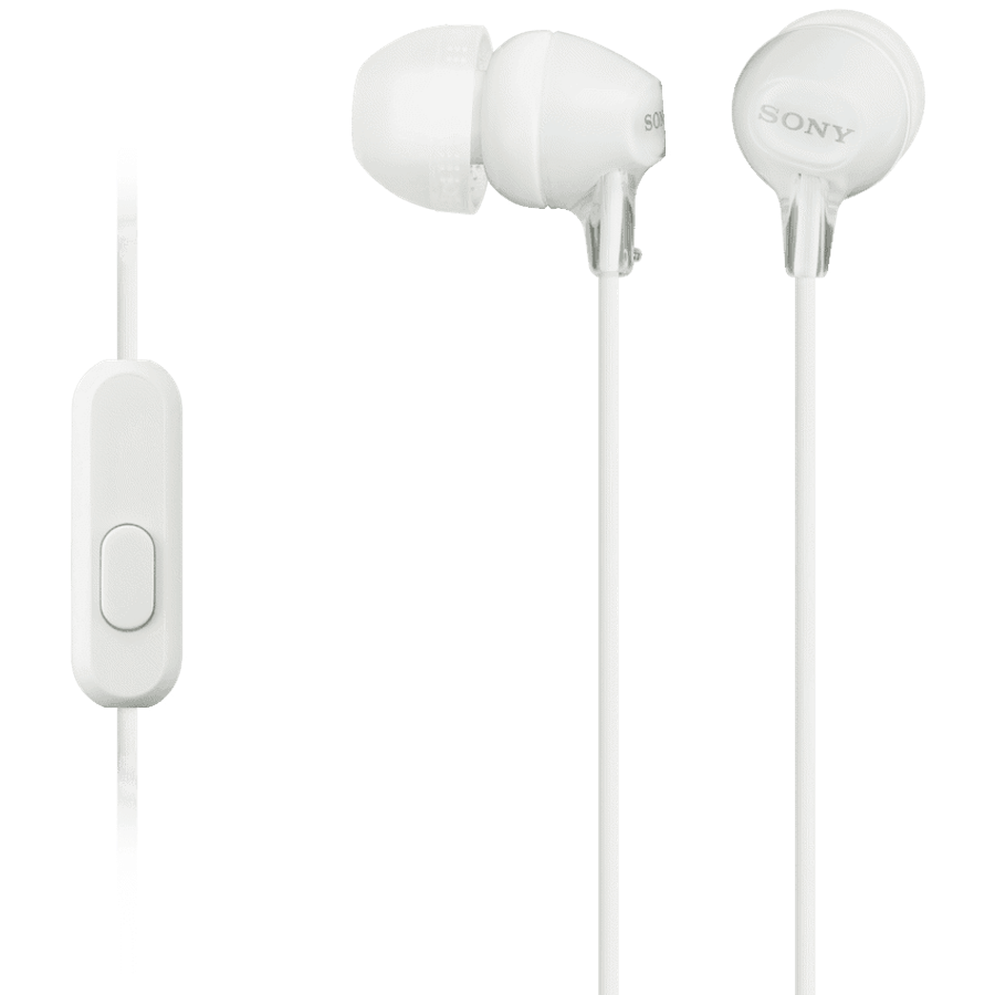 Sony MDR-EX15AP (White) InEar Earphone with Mic for iPhone - Android - Blackberry