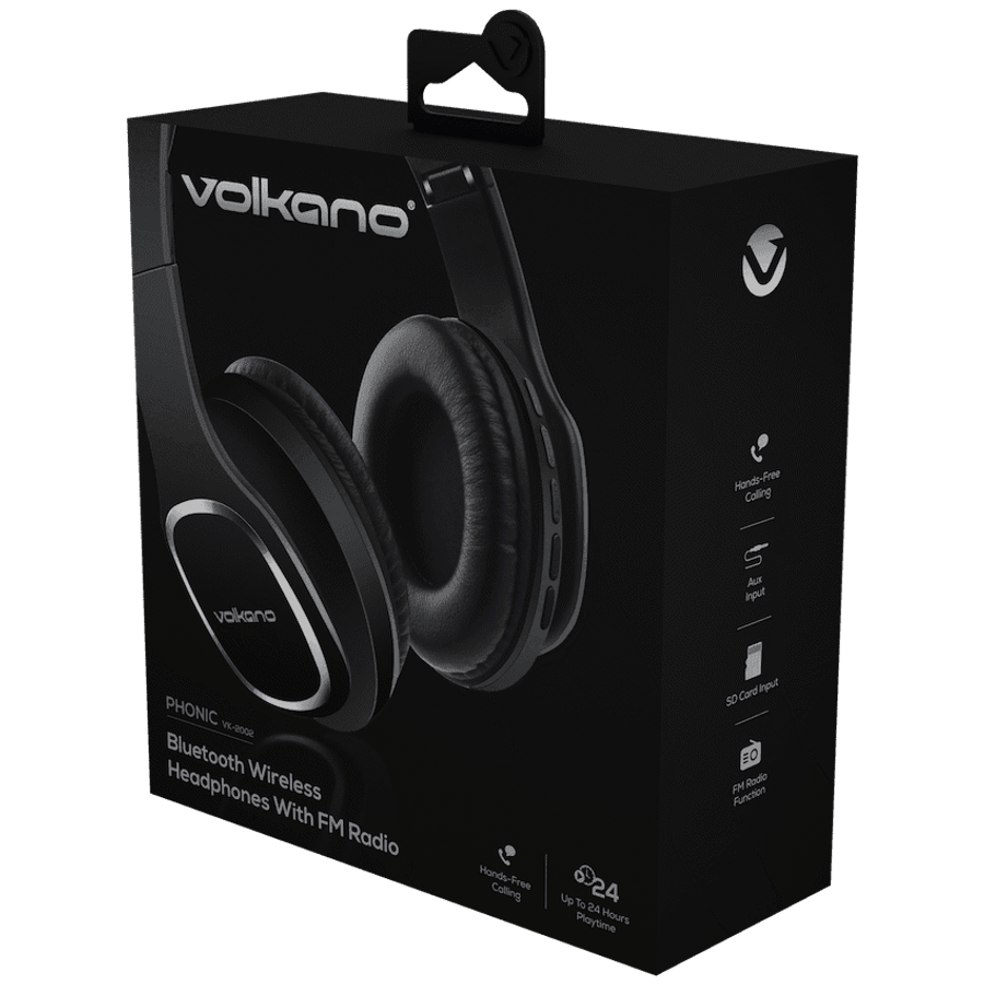 Volkano Phonic Series Bluetooth Full Size Headphones - Black