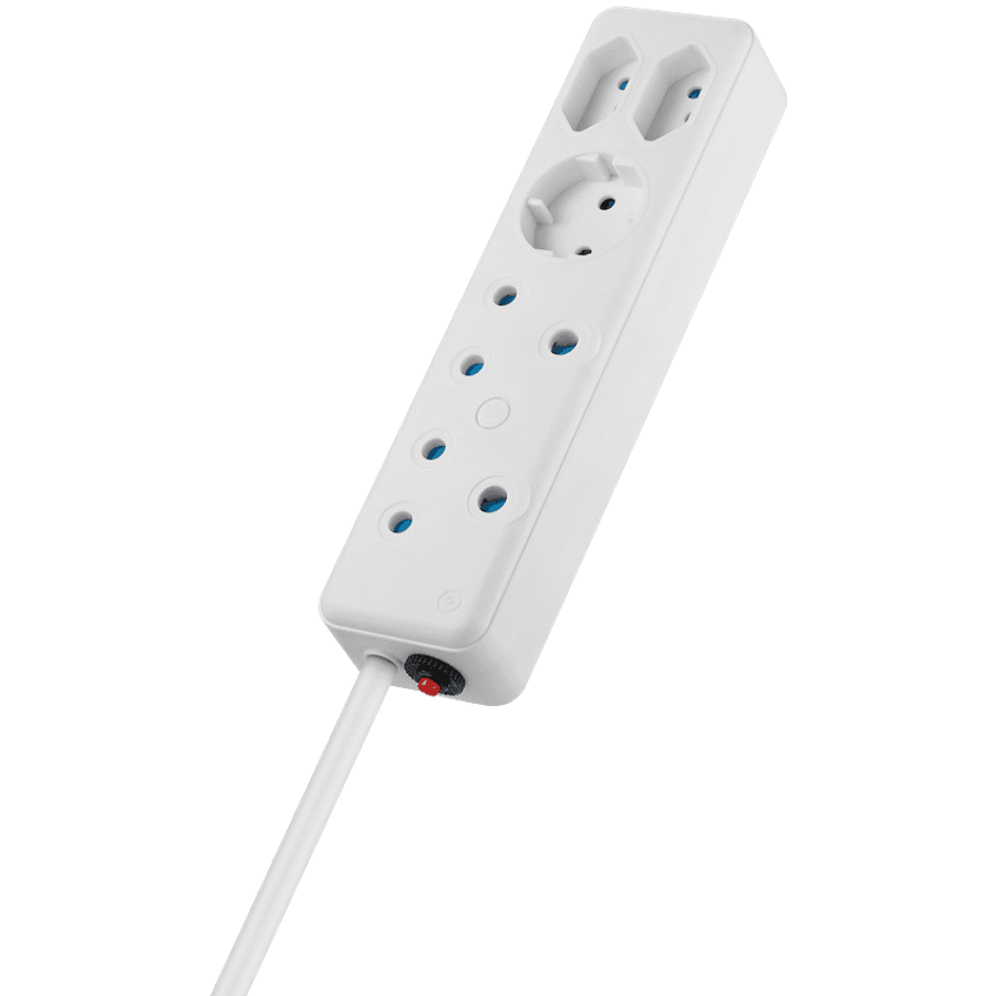 SWITCHED 5 Way Multiplug - White