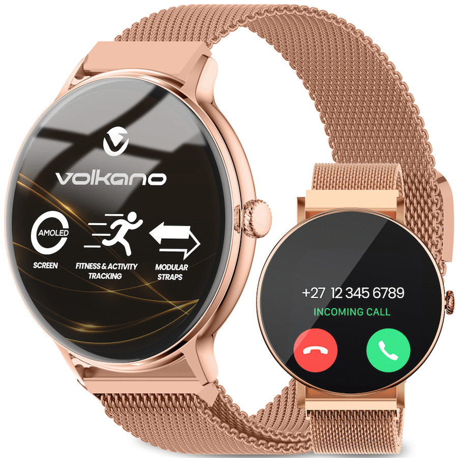 Volkano Ayla Collection Smartwatch with Extra Silicone Strap - Gold