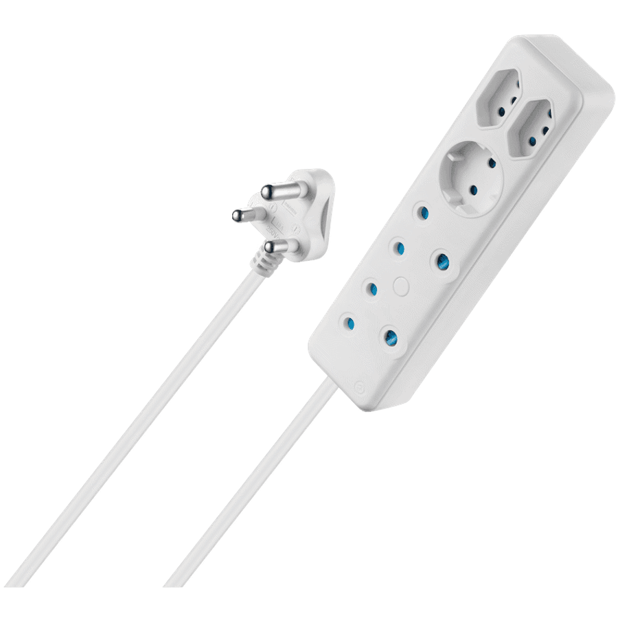 SWITCHED 5 Way Multiplug - White