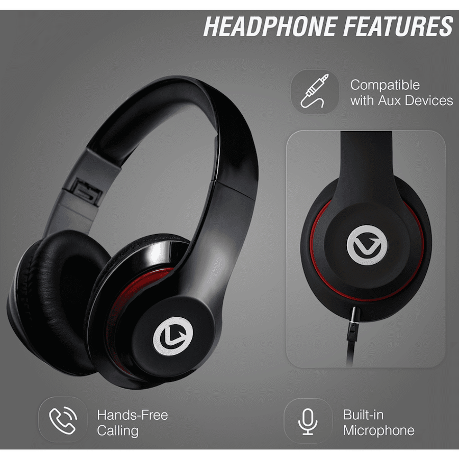 Volkano Falcon Headphones with Microphone - Black