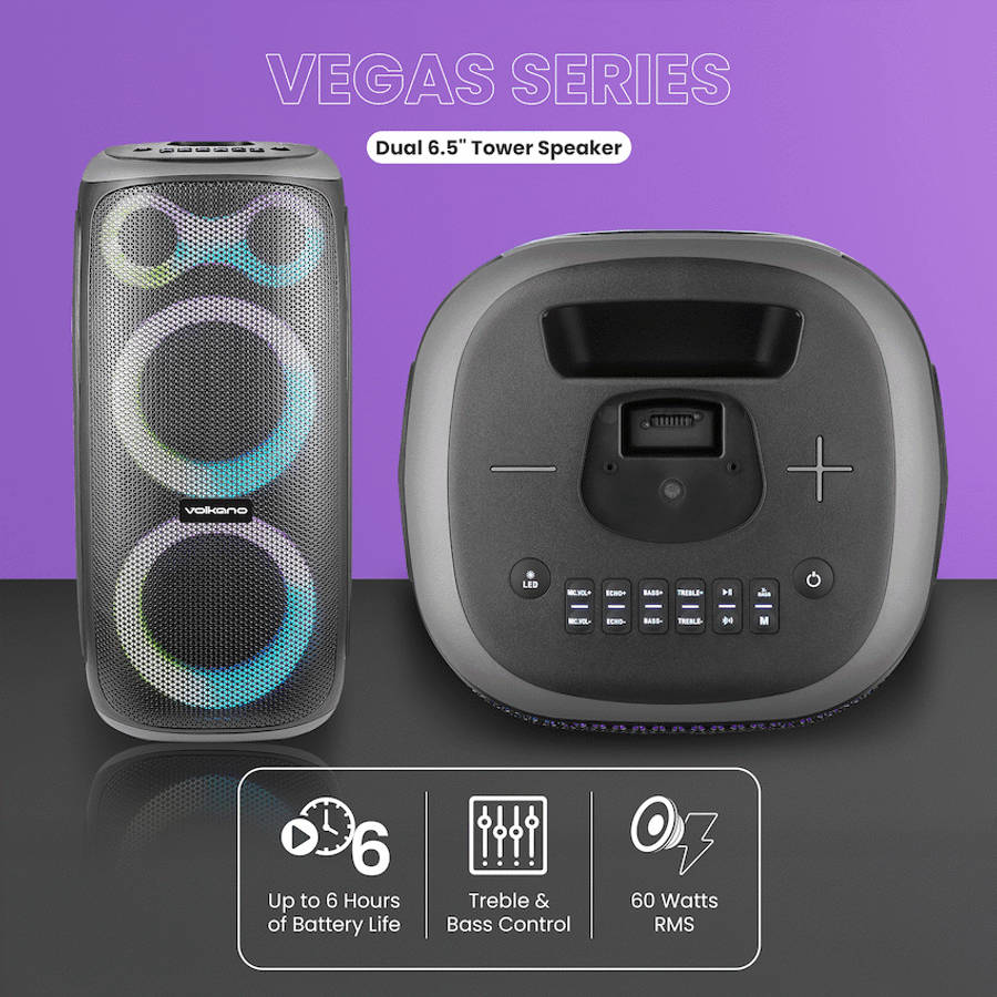 Volkano Vegas Series Dual 6.5" Tower Speaker