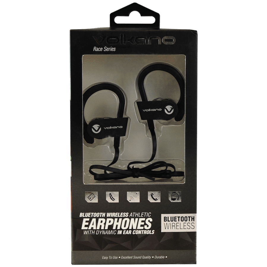 Volkano Race Series Bluetooth Sport Earhook Earphones - Black