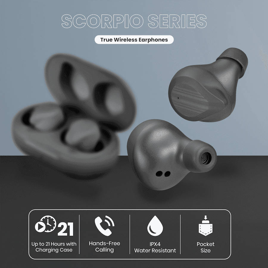Volkano Scorpio Series True Wireless Earphones - Black