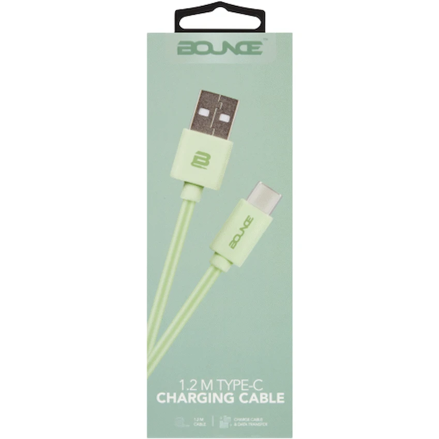 Bounce Cord series 10W 2m USB toType C cable - Green