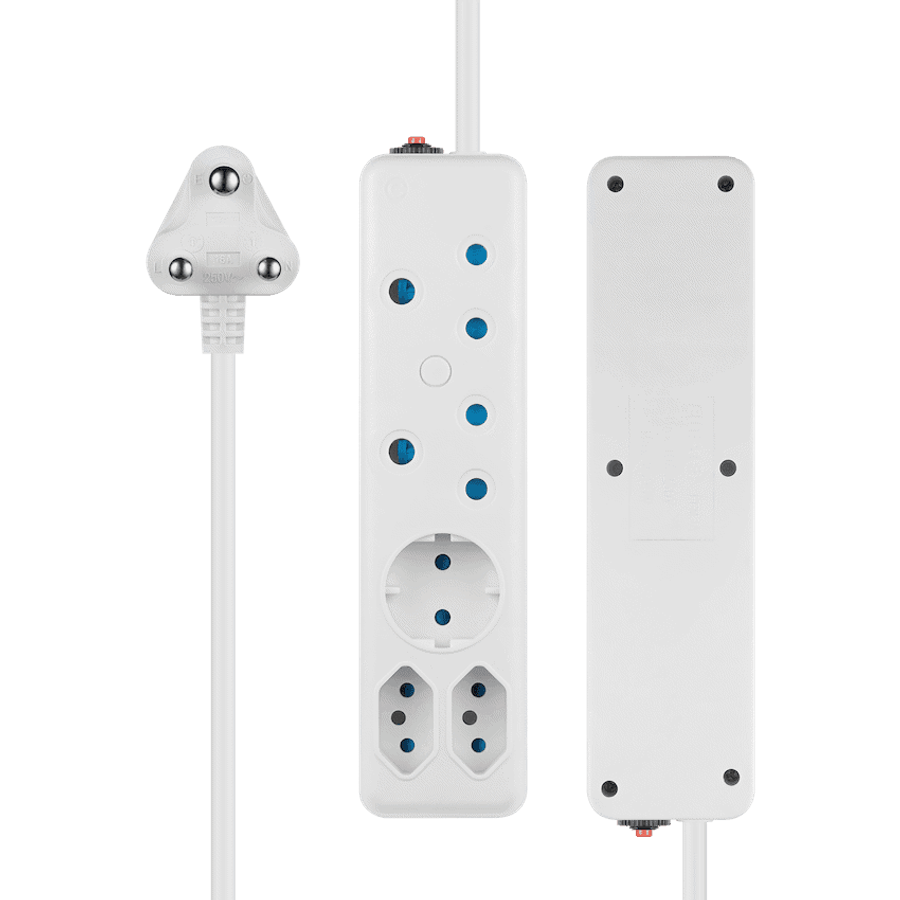 SWITCHED 5 Way Multiplug - White