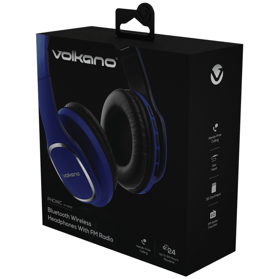 Volkano Phonic Series Bluetooth Full Size Headphones - Blue