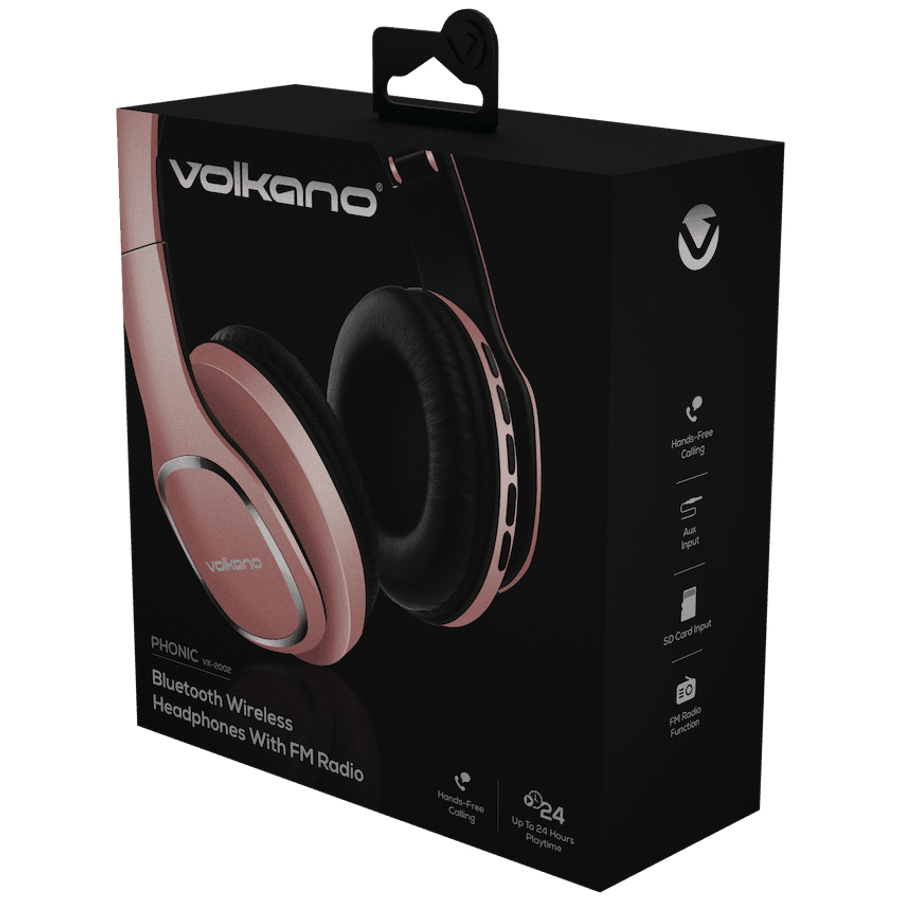 Volkano Phonic Series Bluetooth Full-Size Headphones - Rose Gold