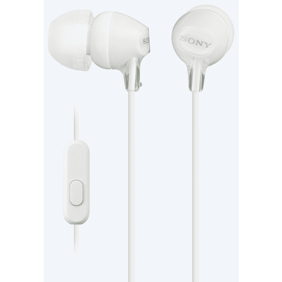 Sony MDR-EX15AP (White) InEar Earphone with Mic for iPhone - Android - Blackberry