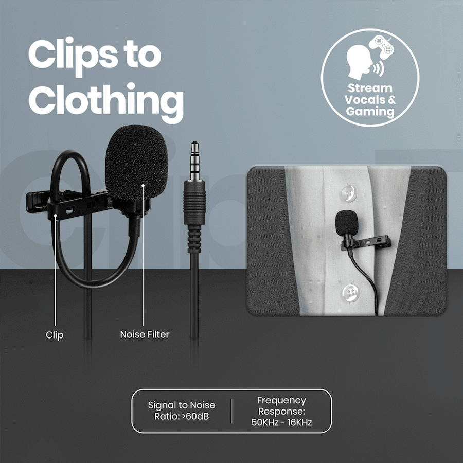 Volkano Clip series 3.5mm Tieclip Microphone