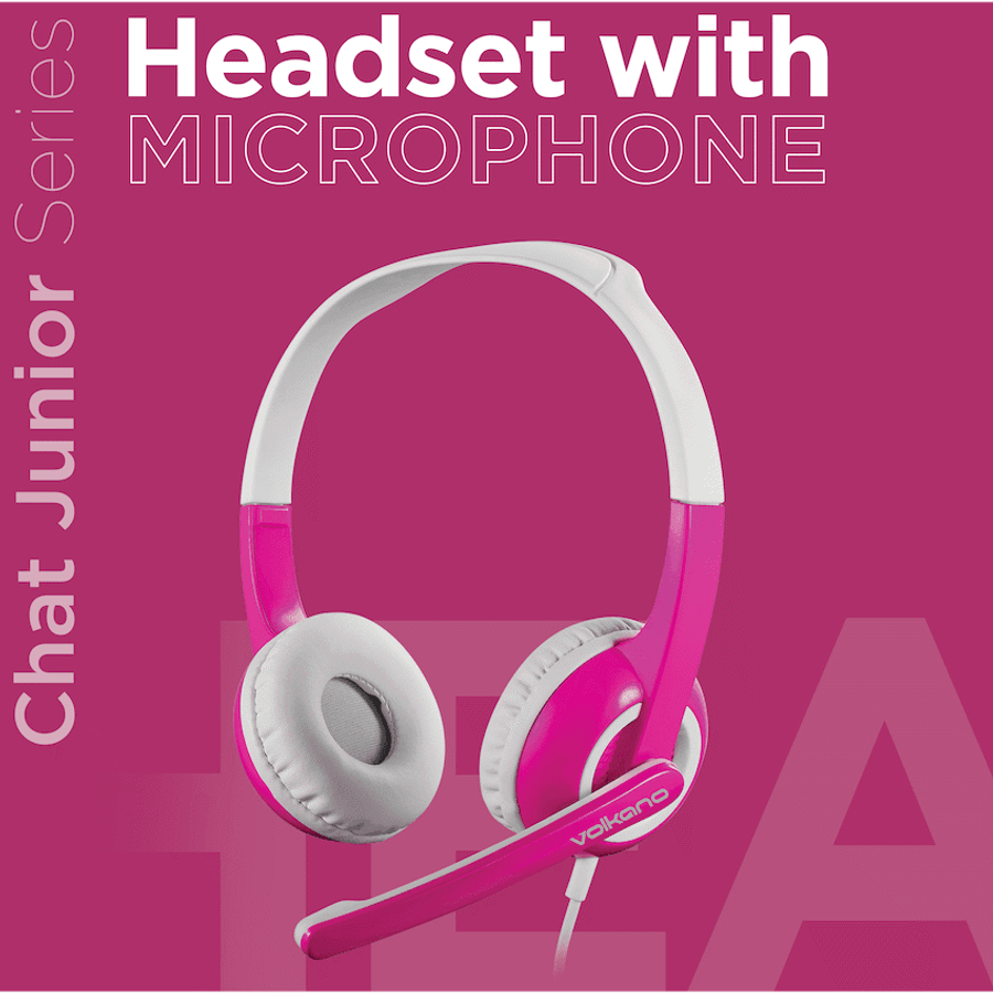 Volkano Kids Chat Junior Series Headset with Mic - Pink