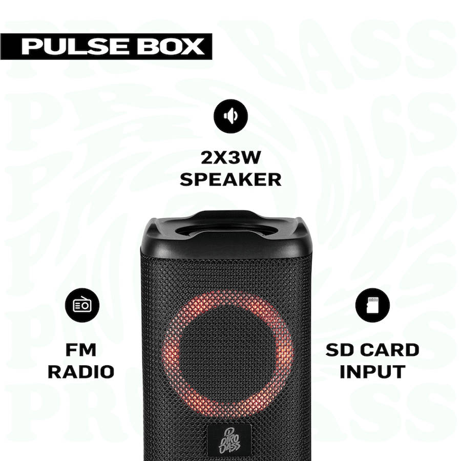 Pro Bass Pulse Box Portable Bluetooth Speaker - Black