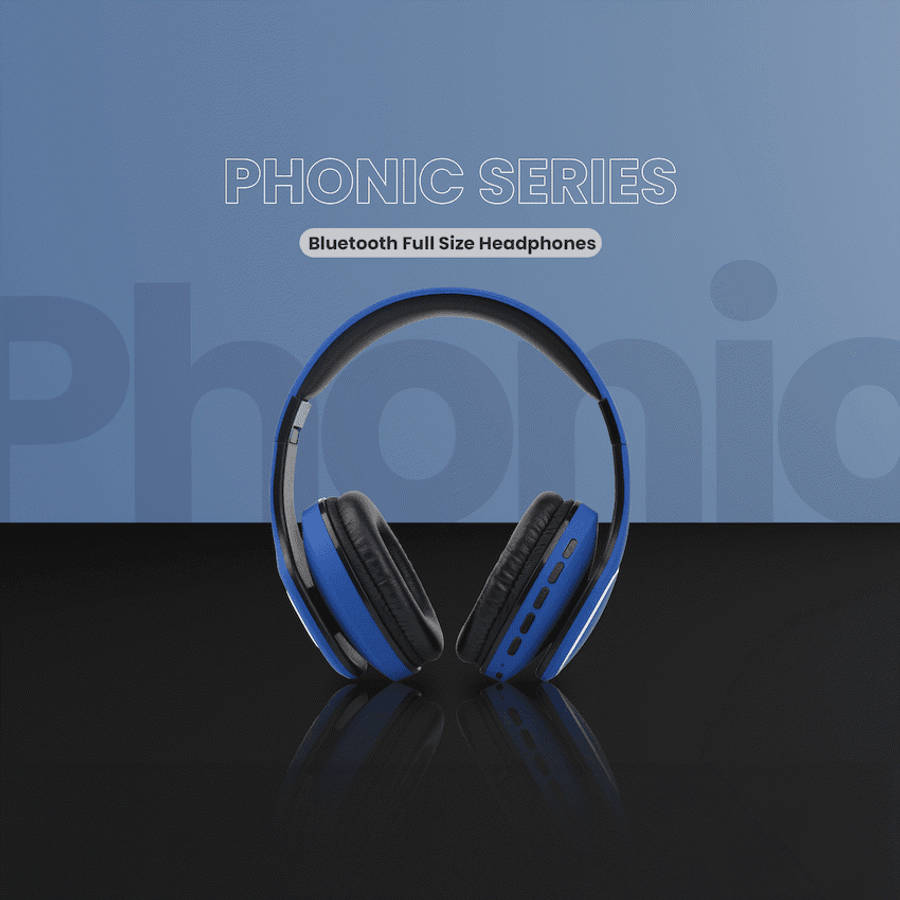 Volkano Phonic Series Bluetooth Full Size Headphones - Blue