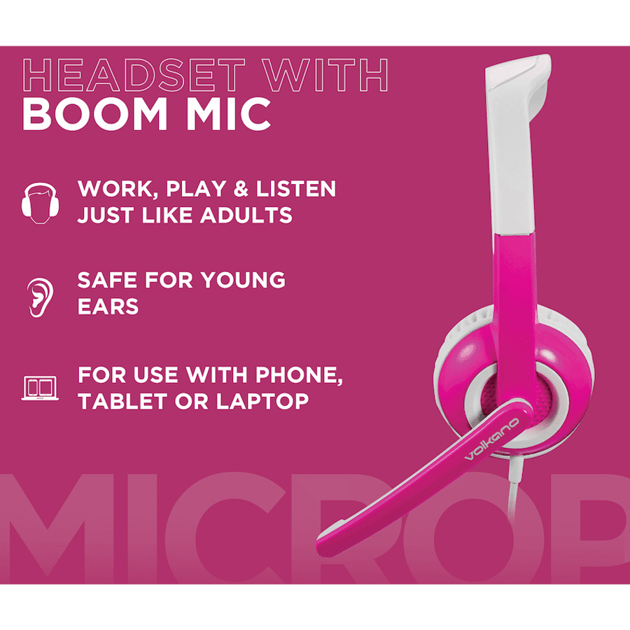 Volkano Kids Chat Junior Series Headset with Mic - Pink