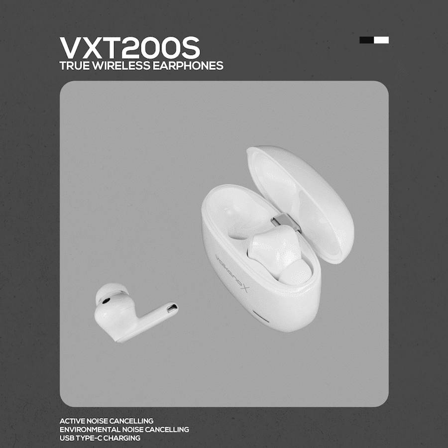 VolkanoX VXT200S Hybrid ANC TWS Earphones - White