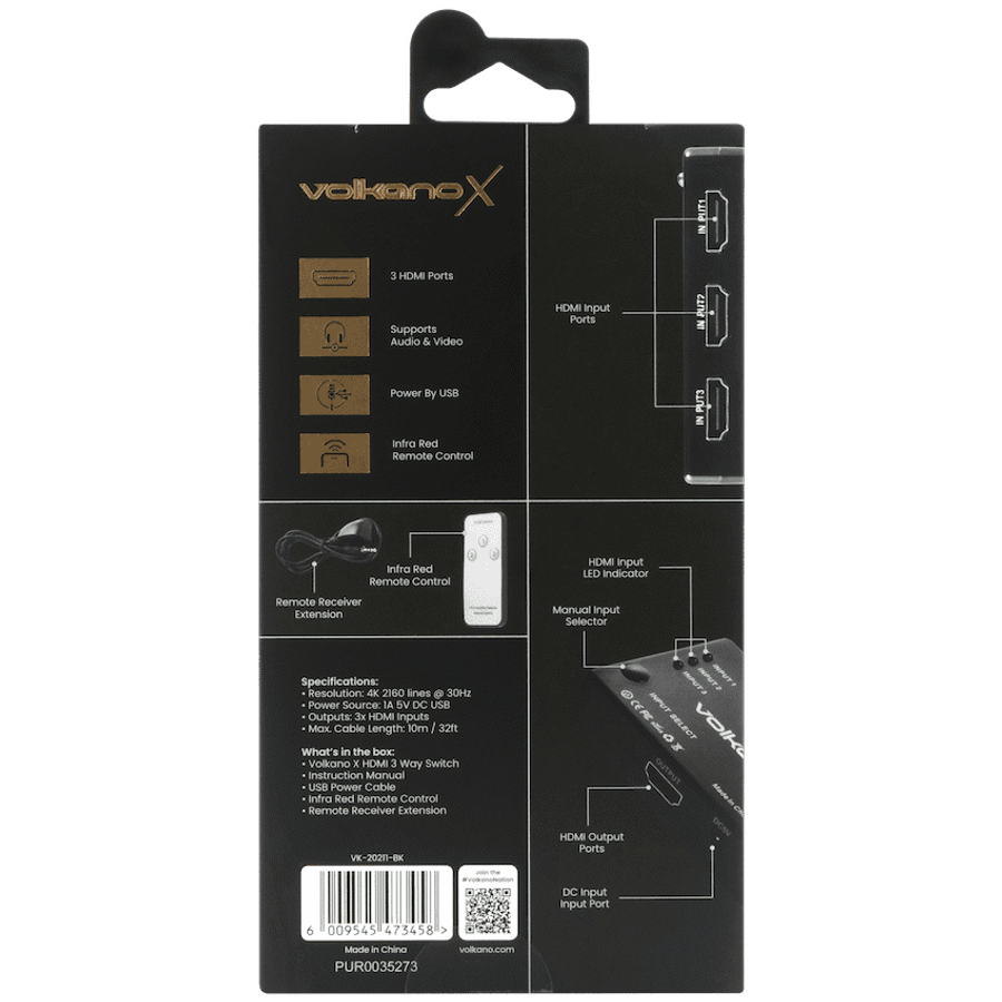 VolkanoX Define Series HDMI Switch 3-Way