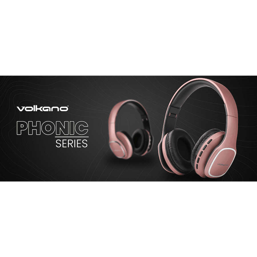 Volkano Phonic Series Bluetooth Full-Size Headphones - Rose Gold