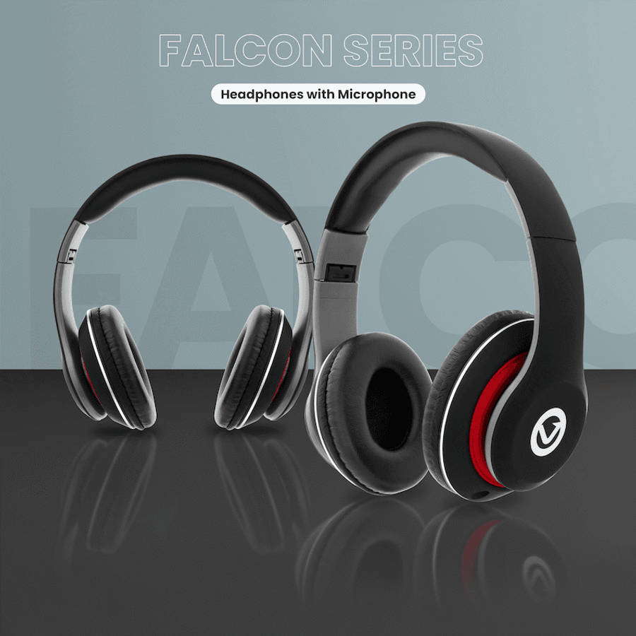 Volkano Falcon Headphones with Microphone - Black