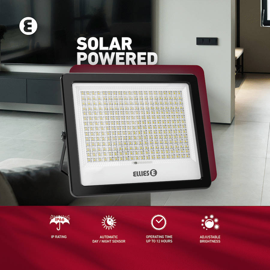 Ellies Nebula Series 300W Solar Flood Light  with 3CCT -BK