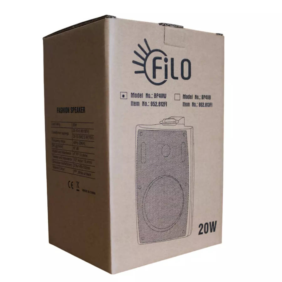 FILO BP4VW PASSIVE WALL MOUNT SPEAKER 4INCH WHITE 20W 100V