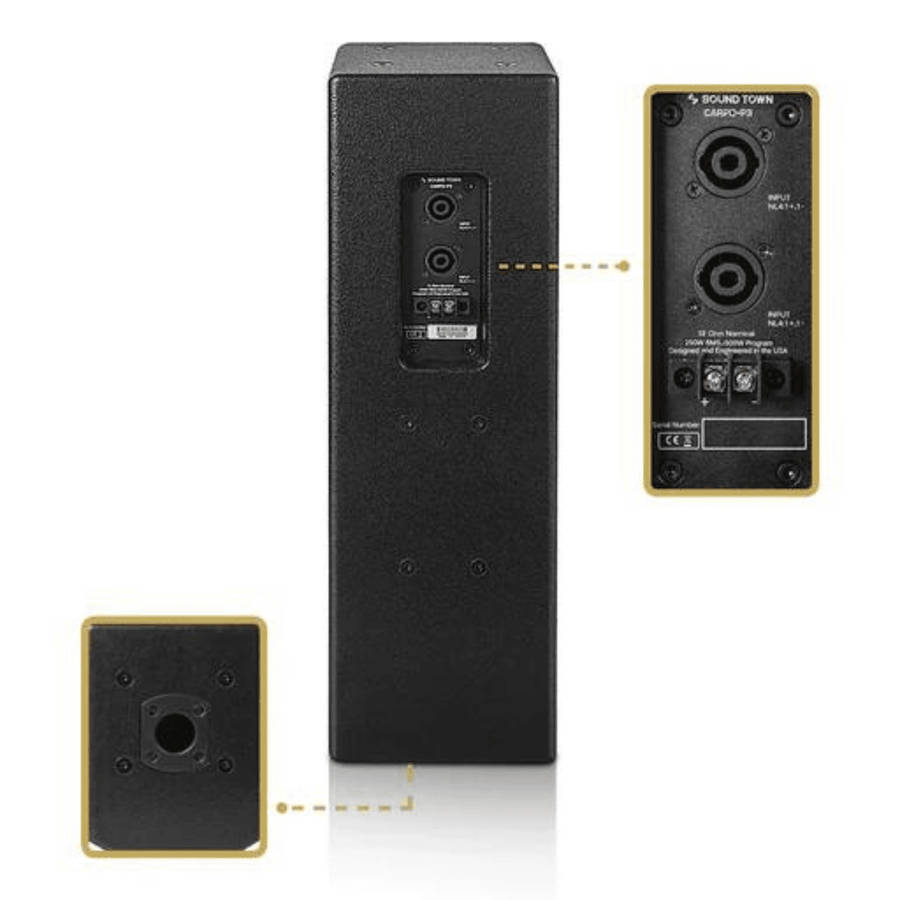 Sound Town CARPO-P3B Passive Column Line Array Speaker - Pair