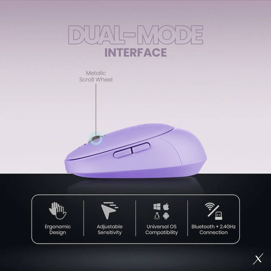 VolkanoX Crater Bluetooth Wireless Mouse - Purple