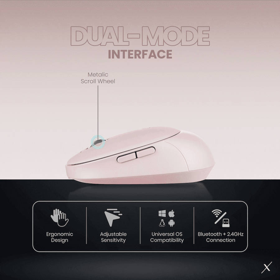VolkanoX Crater Bluetooth Wireless Mouse - Rose