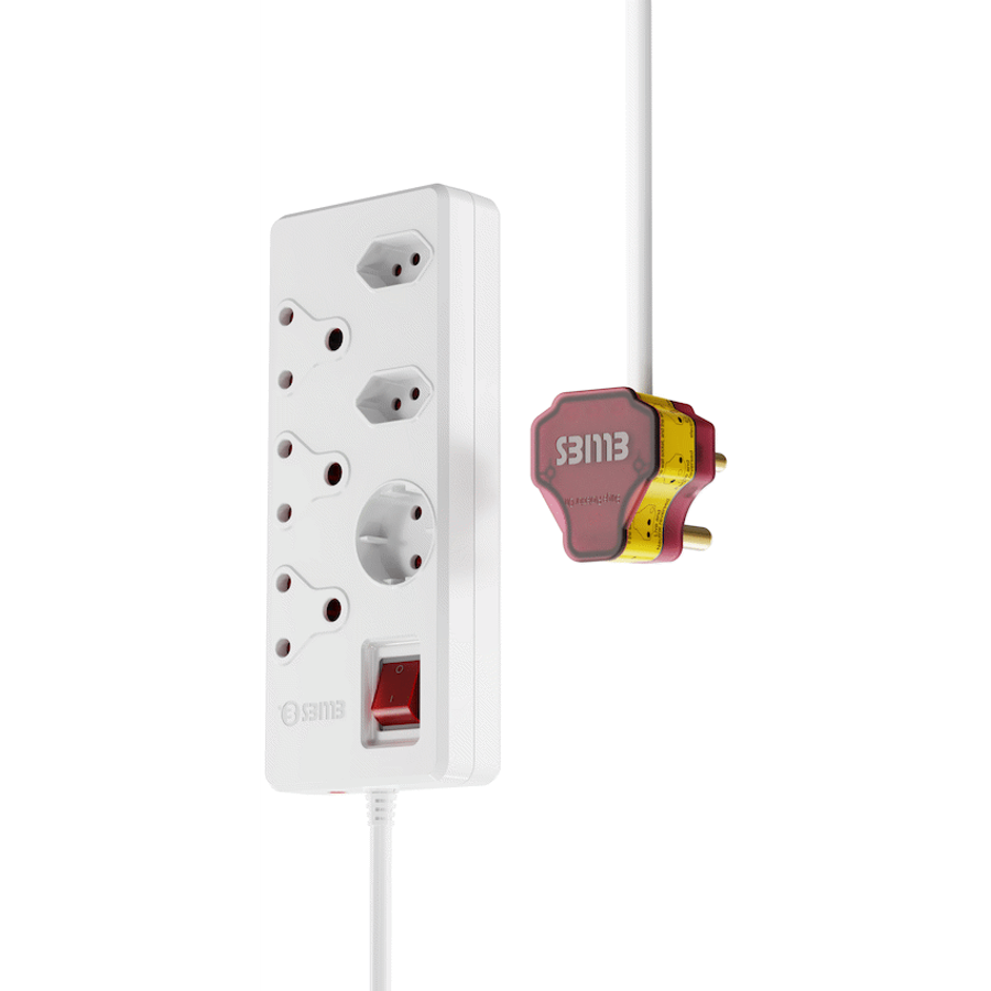 Ellies 6 way High Surge Multiplug 0.5M - WT