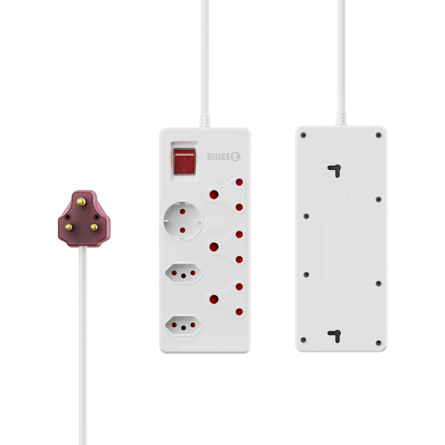 Ellies 6 way High Surge Multiplug 0.5M - WT