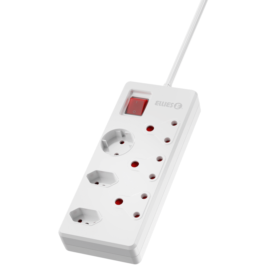 Ellies 6 way High Surge Multiplug 0.5M - WT