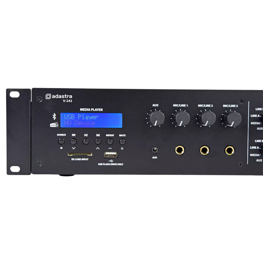 ADASTRA V-242 MIXER AMPLIFIER 2x 240W FM/USB/SD/BT/DAB+ 100V 2 ZONE