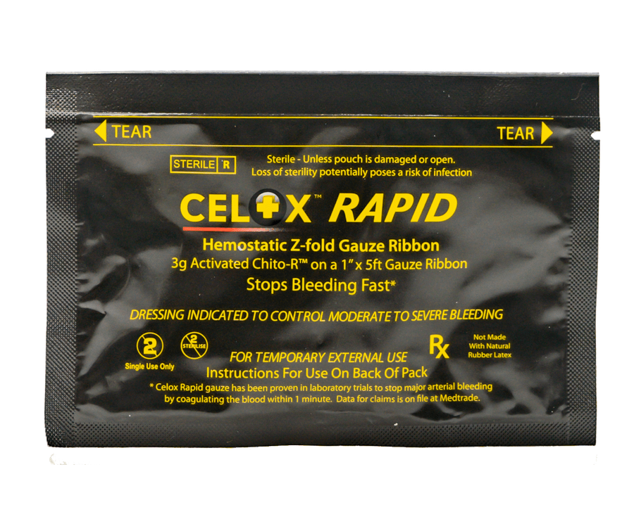 Celox Rapid Gauze Z-fold 1" Ribbon