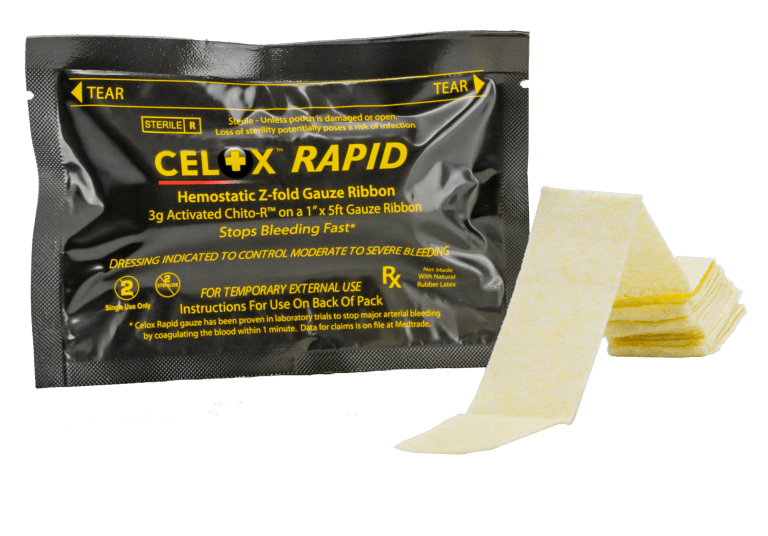 Celox Rapid Gauze Z-fold 1" Ribbon