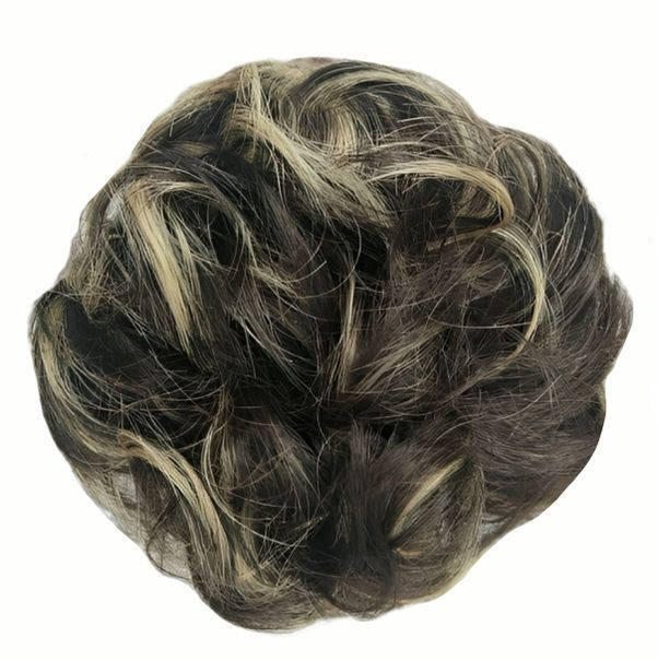 Messy Chignon Scrunchie Hair Bun Pony Updo For Women - Natural Brown Medium Blonde Mix (8h22)