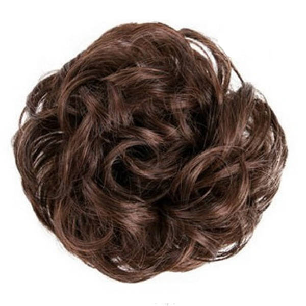 Messy Chignon Scrunchie Hair Bun Pony Updo For Women - Dark Chestnut Mix B (2-33)