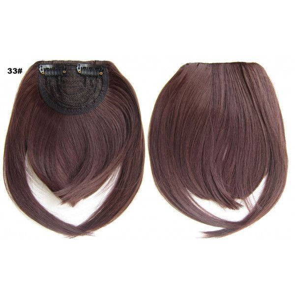 Clip in Bangs Fringe Front One Piece Hair Extensions with Temples - 33 Mahogany brown