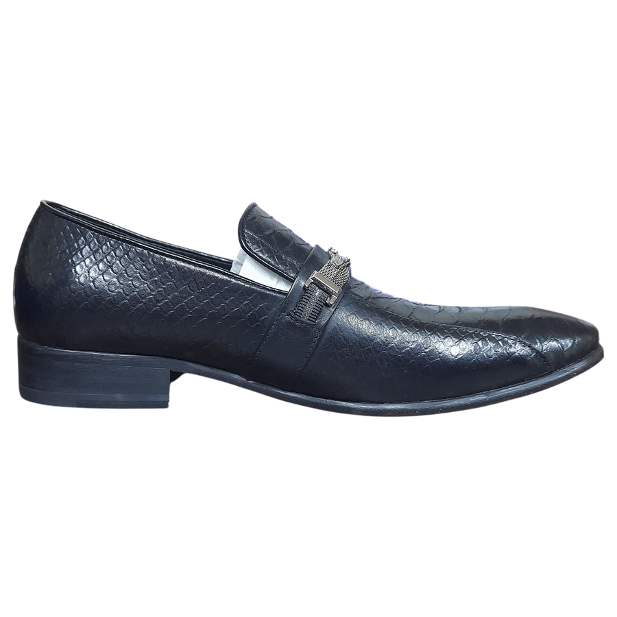 Snake Skin Loafers With Silver Leaf Buckle