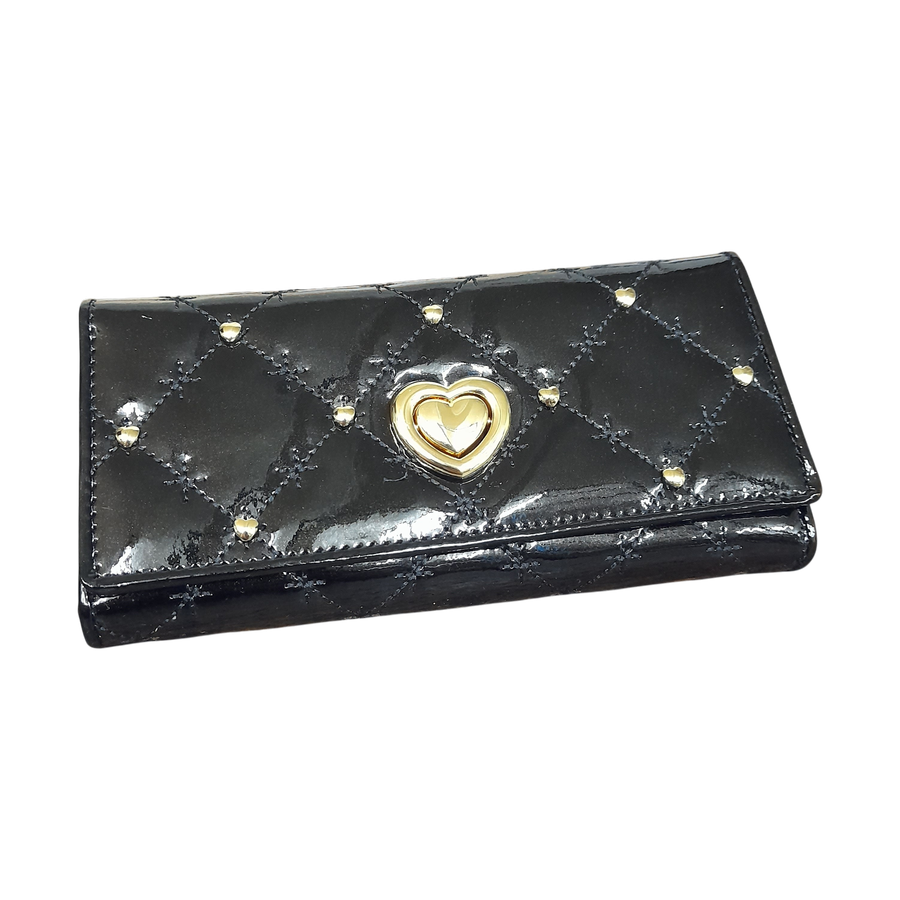 Black and Gold Studded Diamond Press Clutch
