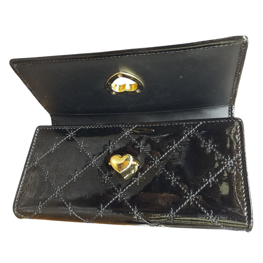 Black and Gold Studded Diamond Press Clutch