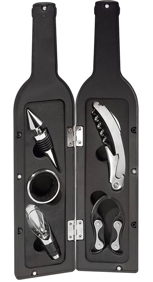 5-Pieces Wine Opener Set Bottle Stopper Drip Ring Wine Pourer Cockscrew Foil Cutter