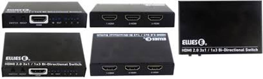 Ellies 3 Port Bi Directional HDMI Switch 4K