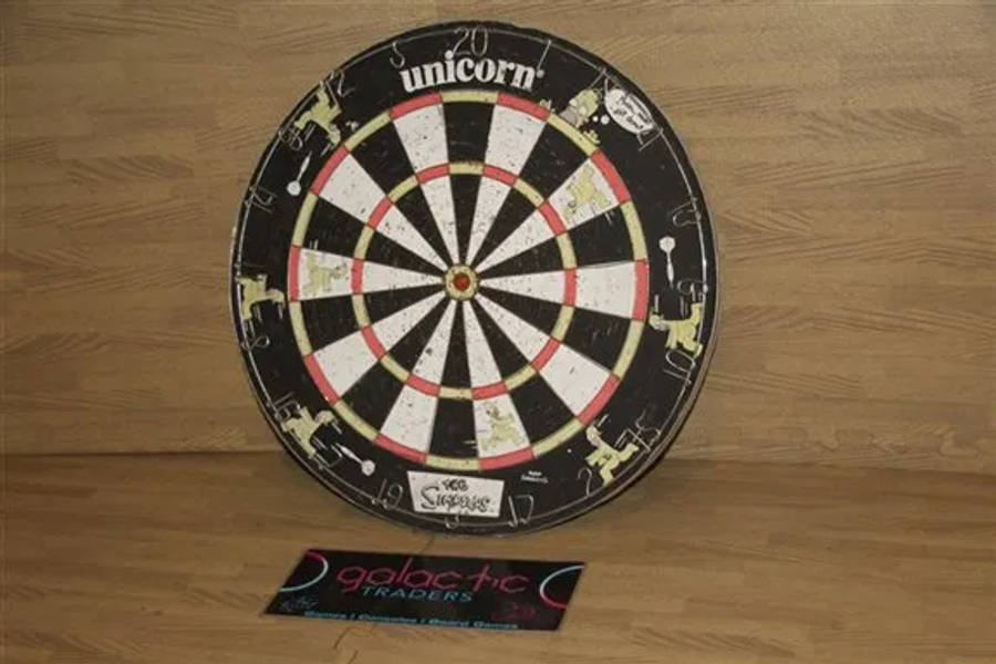 Retro Unicorn Simpsons Dart Board, double sided