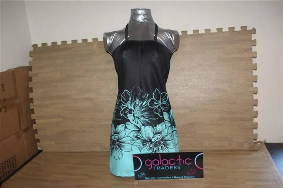 Polyester Black&amp;Blue Flower Tank top (Size Small)